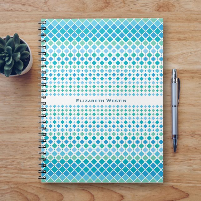 Caderno Espiral Notebook Abstrato Verde Azul Moderno (Criador carregado)