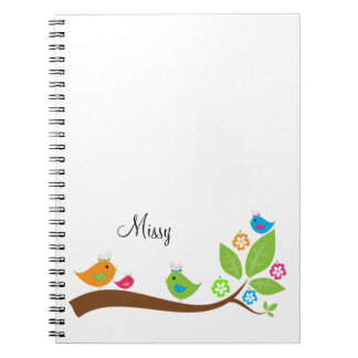Caderno Espiral Notebook Adorável de Quatro Pequenas Aves