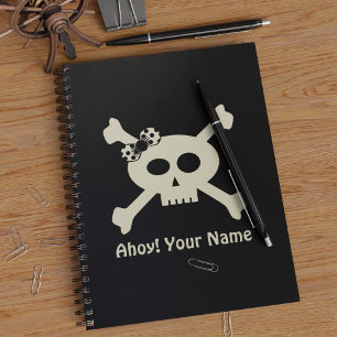 Caderno Espiral Notebook Ahoy Cute Skull e Crossbones Pirata