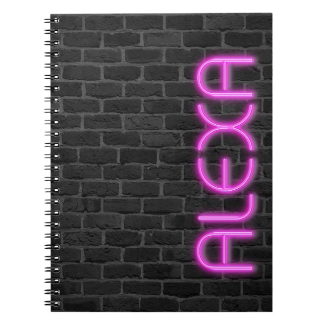 Caderno Espiral Notebook ALEXA in PINK Neon Lights (Frente)