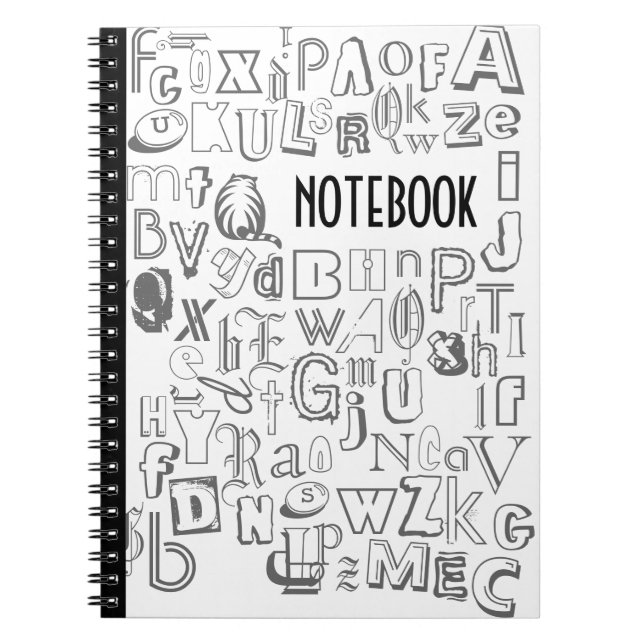Caderno Espiral Notebook Alfabeto (Preto) (Frente)