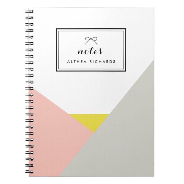 Caderno Espiral Notebook Althea rosa e Cinza personalizado (Frente)
