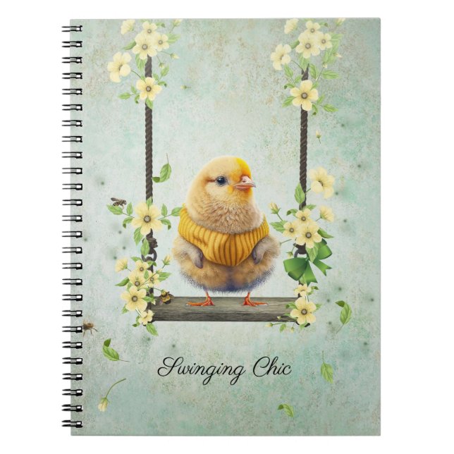 Caderno Espiral Notebook amarelo chic swing Flower Vine (Frente)