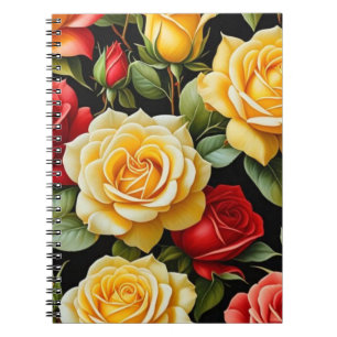 Caderno Espiral Notebook amarelo e espiral do Rosa vermelha