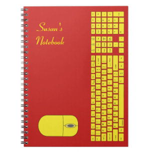 Caderno Espiral Notebook amarelo para teclado e mouse