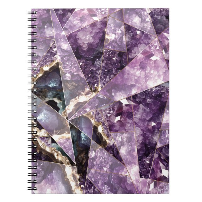 Caderno Espiral Notebook Ametyst cristalal gemstones Fotografia Es (Frente)
