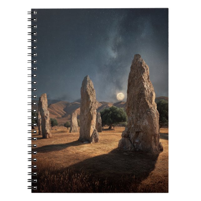Caderno Espiral Notebook Ancional Monoliths Moonlit Starry Field (Frente)