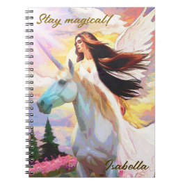 Caderno Espiral Notebook Angel Unicorn Keep Magic Name Diário