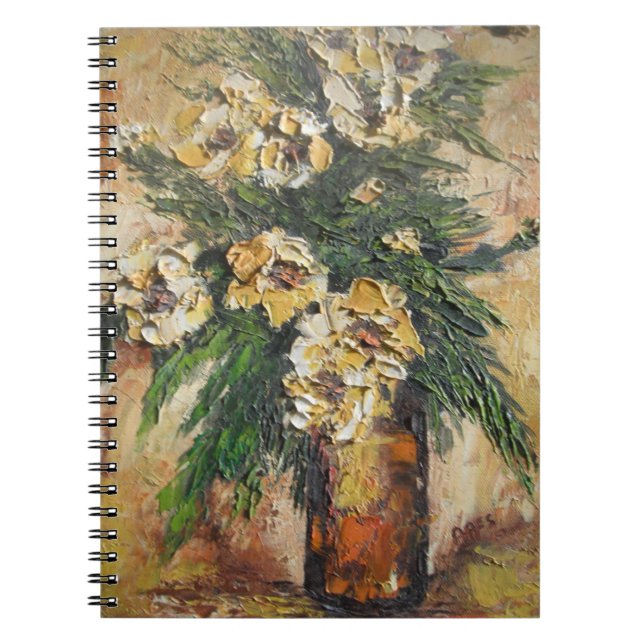 Caderno Espiral Notebook Ann Hayes pintando flores amarelas (Frente)