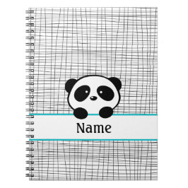 Caderno Espiral Notebook Aqua Black Personalizado Panda
