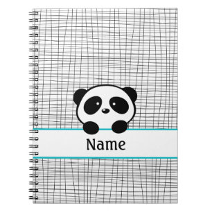 Caderno Espiral Notebook Aqua Black Personalizado Panda