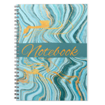 notebook aqua e dourado