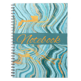Caderno Espiral notebook aqua e dourado