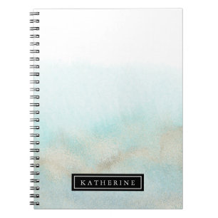 Caderno Espiral Notebook Aqua e Dourado Beach Personalizado
