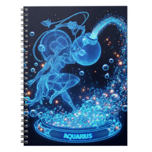 Caderno Espiral Notebook Aquarius Holográfico Zodiac