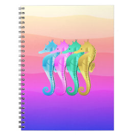Caderno Espiral Notebook aquático/rosa/azul/marinho dourado