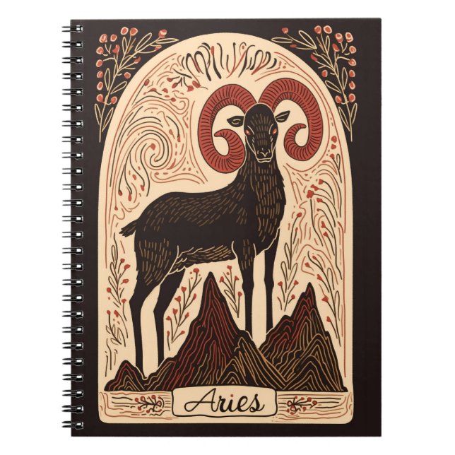 Caderno Espiral Notebook Aries Celestial Zodiac Art (Frente)