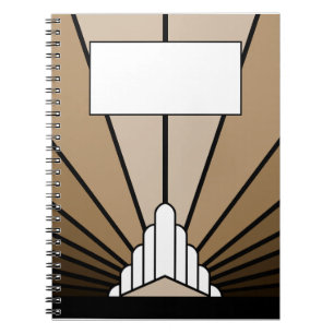 Caderno Espiral Notebook Art deco sun em tan Spiral