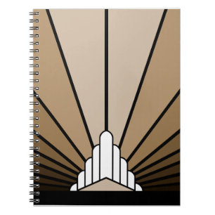 Caderno Espiral Notebook Art deco sun em tan Spiral