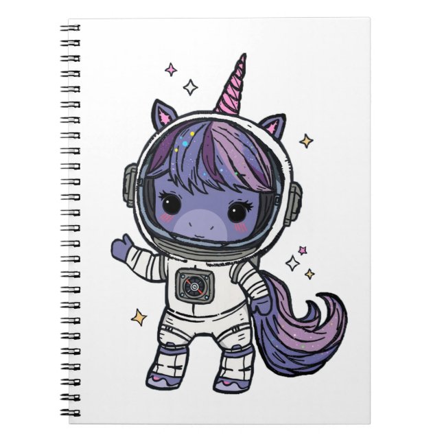 Caderno Espiral Notebook Astro Unicorn Cute (Frente)