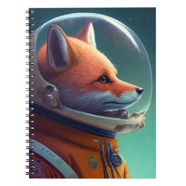 Caderno Espiral Notebook Astronauta Adorável da Raposa Vermelha (Frente)