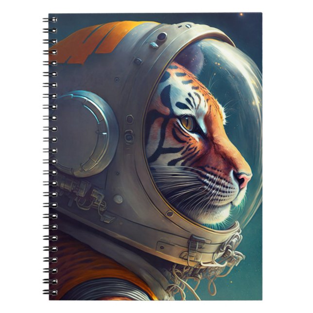 Caderno Espiral Notebook Astronauta de Tigre Adorável (Frente)