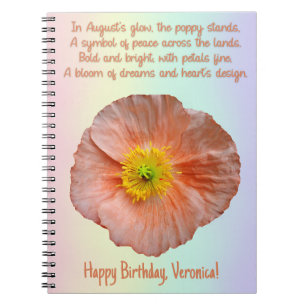 Caderno Espiral Notebook August Poppy Birth Spiral Flor