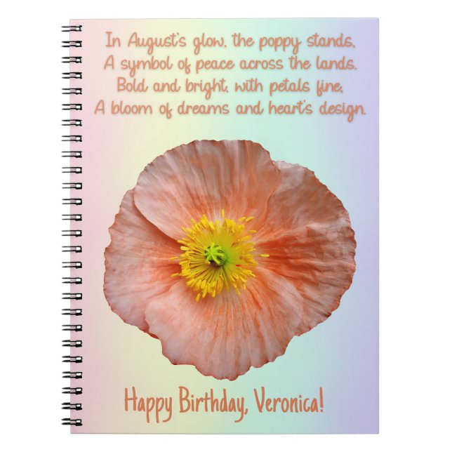 Caderno Espiral Notebook August Poppy Birth Spiral Flor (Frente)