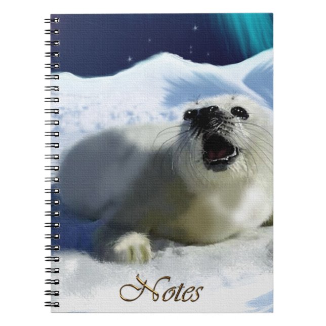 Caderno Espiral Notebook Aurora, Ice Floe e Harpfoca Wildlife (Frente)