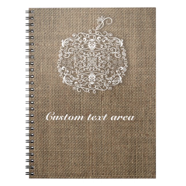 Caderno Espiral Notebook Autumn Fall Filigree Pumpkin & Burlap (Frente)
