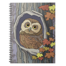 Caderno Espiral Notebook Autumn Owl and Fall Colors
