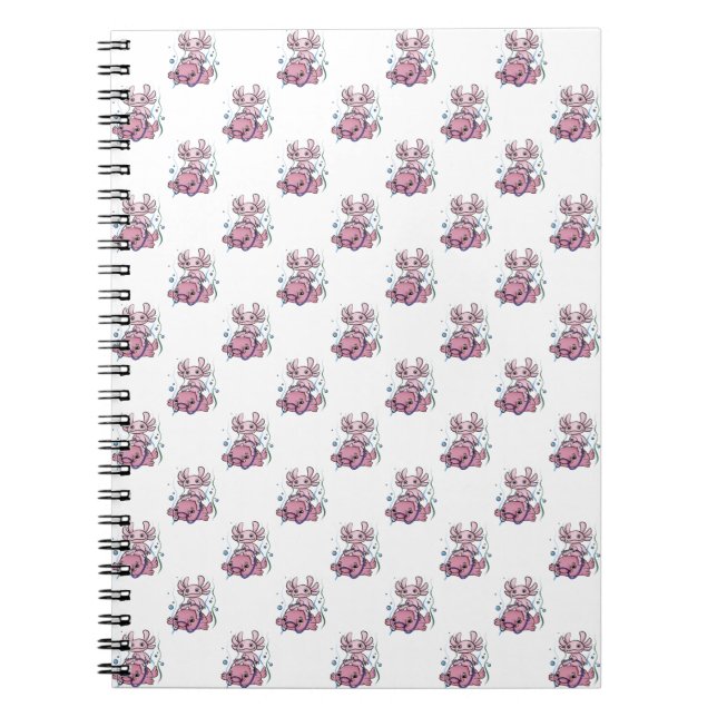 Caderno Espiral Notebook Axolotl Riding Blobfish (Frente)
