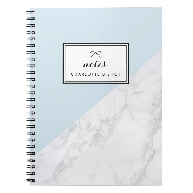 Caderno Espiral Notebook Azul Claro Azul e Branco Moderno (Frente)