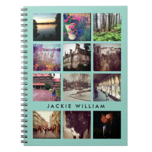 Caderno Espiral Notebook Azul de Casa de Foto Personalizado do Ins