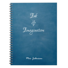 Caderno Espiral Notebook azul de tinta e imaginação