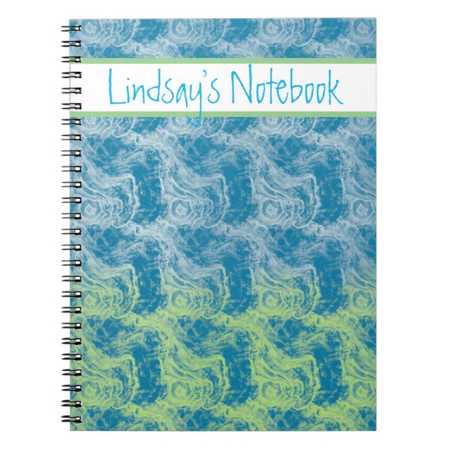 Caderno Espiral Notebook azul e verde personalizável (Frente)