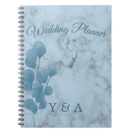 Caderno Espiral Notebook Azul Eucalyptus Foliage Modern Wedn