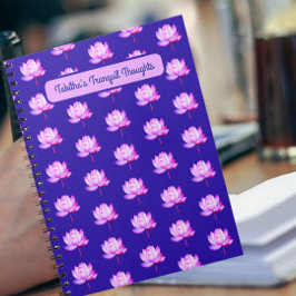 Caderno Espiral Notebook Azul Lotus Flowers