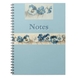 Caderno Espiral Notebook azul Pansy Floral - Botânico personalizáv