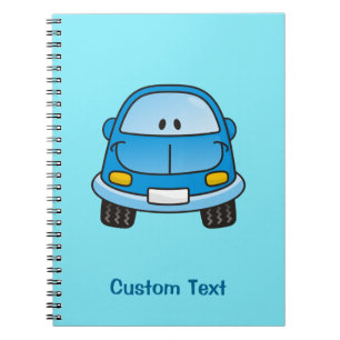 Caderno Espiral Notebook azul para carro de desenho animado