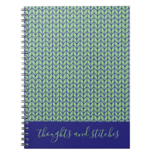 Caderno Espiral Notebook AZUL VERDE KNIT 6.5x8.75 Espiral + Texto