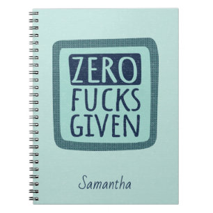 Caderno Espiral Notebook Azul Zero F*s Dado à Espiral
