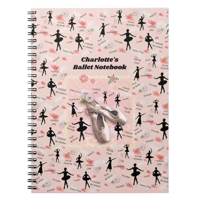 Caderno Espiral Notebook balé (Título personalizável) (Frente)