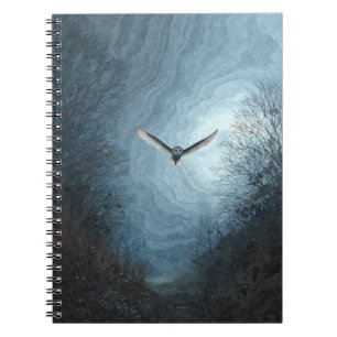 Caderno Espiral Notebook Barn Owl Moonlit Sky