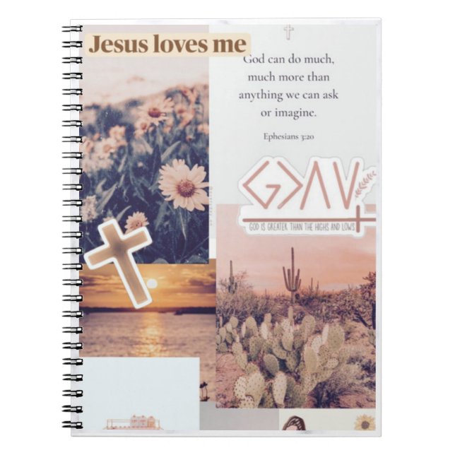 Caderno Espiral Notebook baseado em fé - Jesus me ama (Frente)