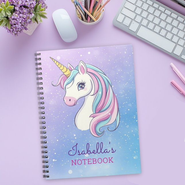 Caderno Espiral Notebook Básico Personalizado do Unicórnio Roxo do (Criador carregado)