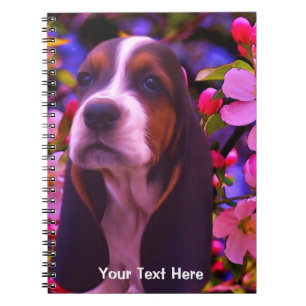 Caderno Espiral Notebook Basset Hound Puppy Fantasy Dog Art