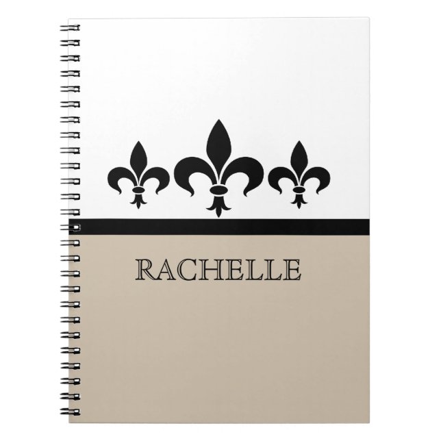 Caderno Espiral Notebook Beige Swanky Fleur De Lis (Frente)