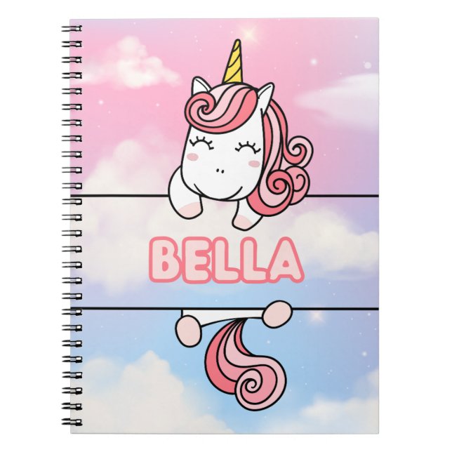 Caderno Espiral Notebook Bella Unicorn Girlie Personalizado (Frente)
