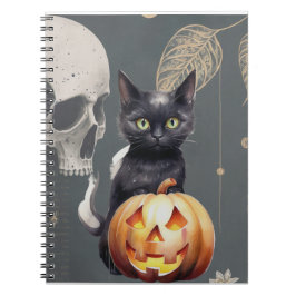 Caderno Espiral Notebook Black Cat and Pumpkin para o Halloween
